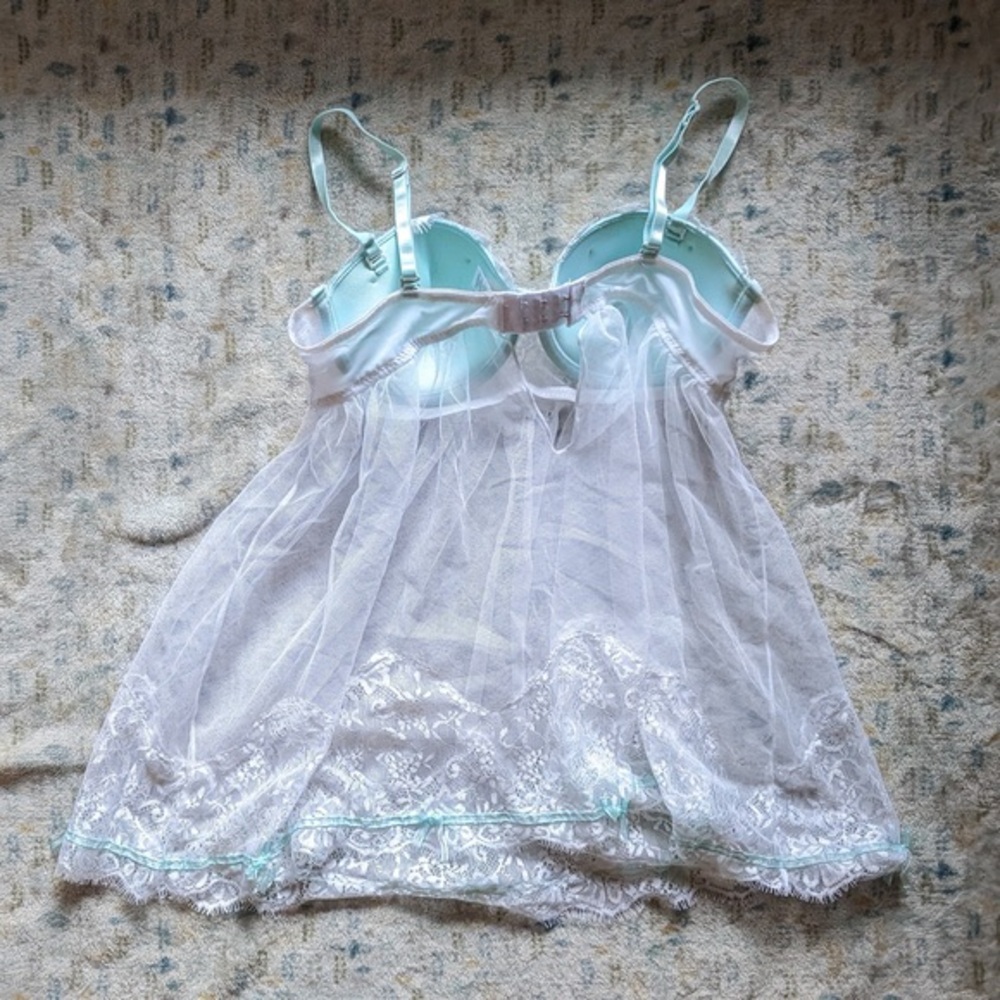 Elegant Sheer White and Blue Babydoll Lingerie